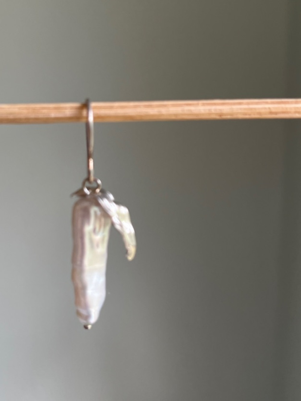 Freshwater Pearl Drop Earrings in Iridescent White - Picture 3 of 6